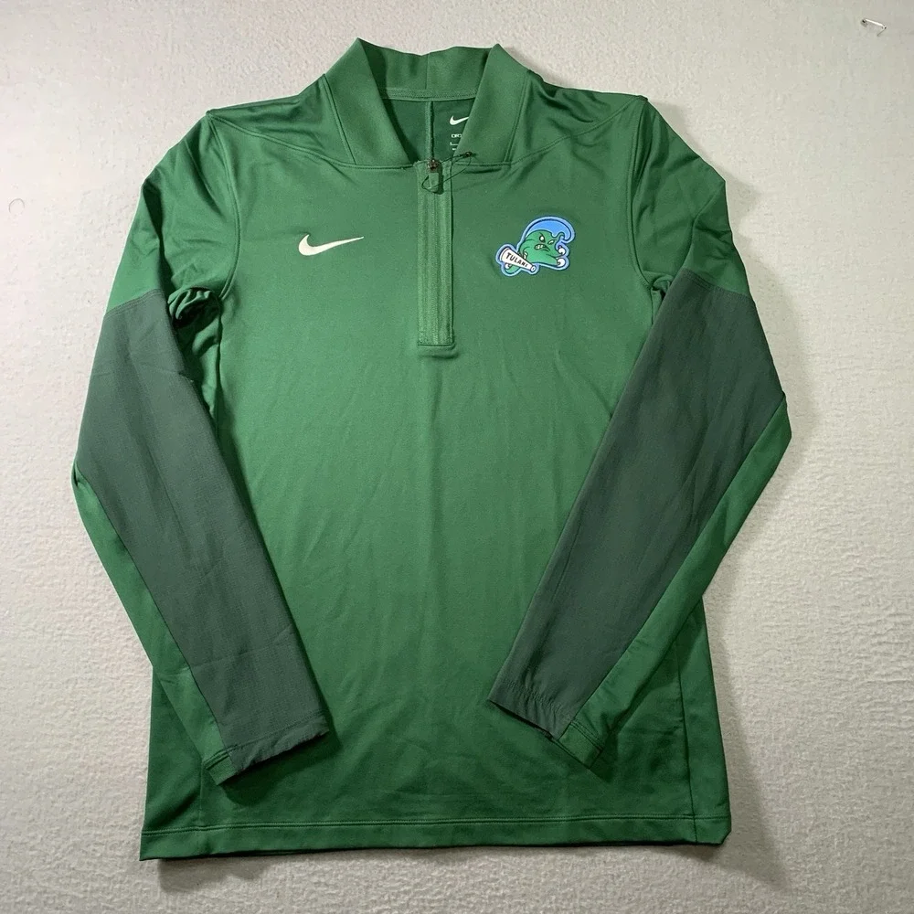 Tulane Green Wave Womens S Green NCAA Nike Dri Fit 1/4 Zip Long Sleeve Pullover